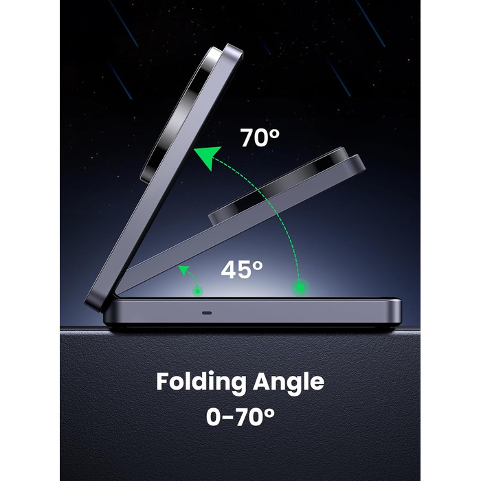 Сертифікована зарядна станція для iPhone потужністю 15 Вт, магнітна зарядна станція 2 в 1, сумісна з MagSafe, складний бездротовий