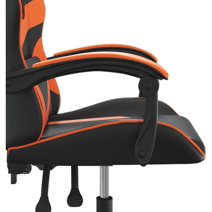 Ергономічне ігрове крісло, поворотне, чорно-помаранчева штучна шкіра з регульованою спинкою та висотою для комфортного сидіння