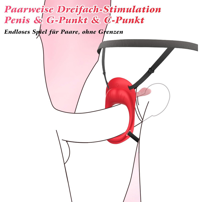 Вібратор-метелик DVG з ремінцями та пультом, 2 мотори, 10 режимів, червоний