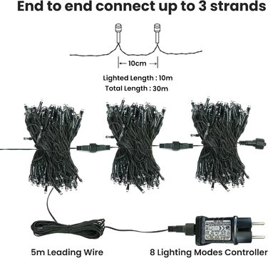 Ялинкові вогні з функцією таймера пам'яті 10 м Moxled