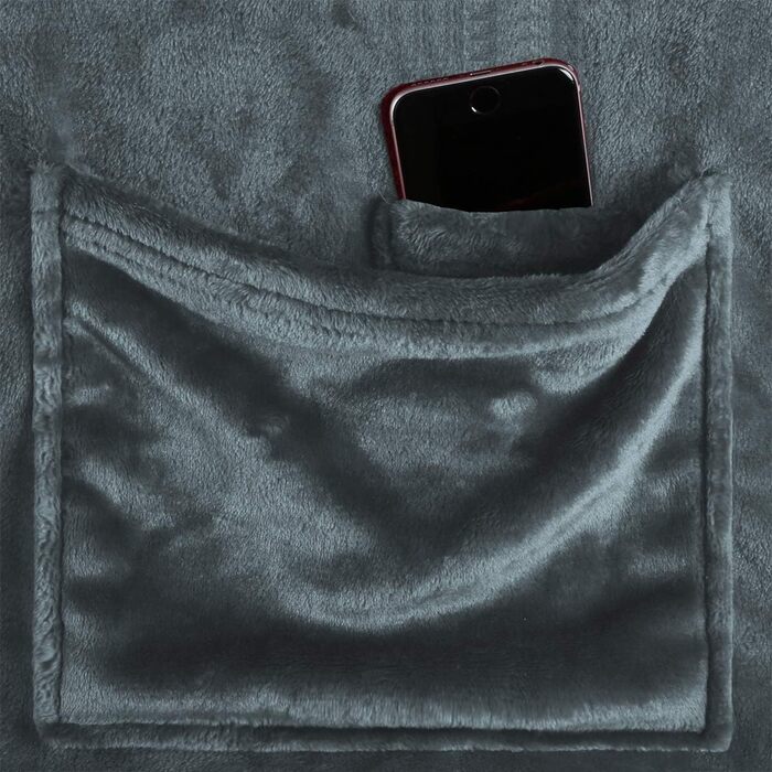 Ковдра Grfenstayn Snuggle з рукавами та кишенею для ніг - Пухнаста ковдра, яку можна носити - Стандарт Oeko-Tex 100 - Ковдра з рукавами для жінок та чоловіків - Плед для телевізора (Антрацит, 200x170 см) 200x170 см з кишенею для ніг Антрацит