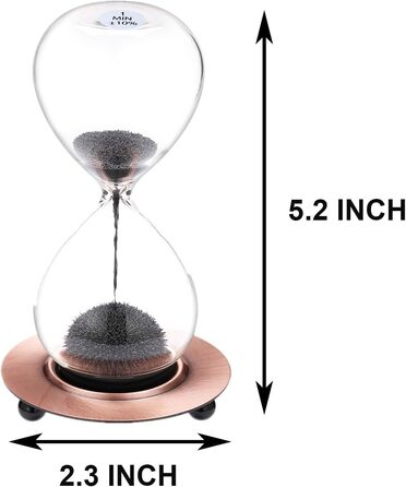 Пісочний годинник SuLiao для Uten, поворотний на 720, старовинний білий пісочний годинник, вінтажний пісочний годинник 1 Hora Reloj de Arena, великий метал, пісочне скло, офіс, письмовий стіл, дім, весільне оформлення (сірий магнітний пісок, 1 хвилина)