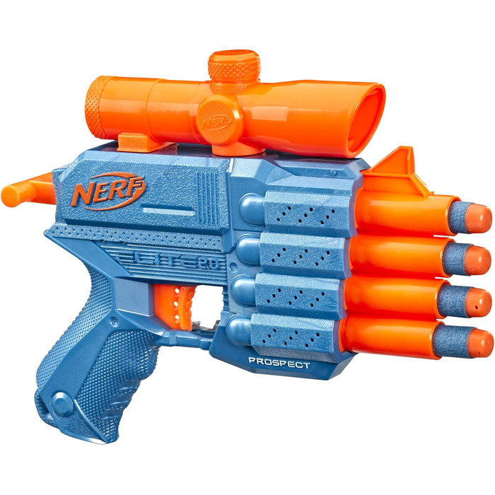 Бластер NERF Elite 2.0 Commander RD-6, 12 дротиків, обертовий барабан на 6 дротиків, вставні рейки Tactical Rail, точки кріплення, різнокольоровий, 6,7 х 36,2 х 24,1 см, для хлопчиків та дівчаток
