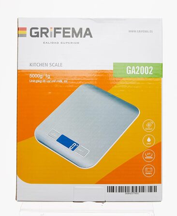 Кухонні ваги GRIFEMA з нержавіючої сталі, високоточні цифрові ваги 1г-5000г з РК-дисплеєм, функція тари, 6 одиниць вимірювання, ба