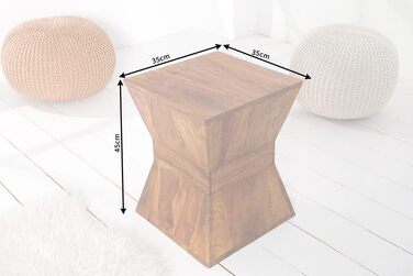 Журнальний столик Invicta INTERIOR Design Pyramid, 45 см, табурет з масиву дерева, оздоблення під камінь шишам, дерев&39яний табурет, дерев&39яний стіл