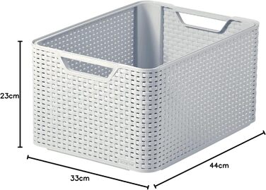 Великий прямокутний кошик для зберігання Curver з ротанговим ефектом, для кухні, вітальні, ванної кімнати, спальні, 30 л, сірий, 30 л сірий, одинарний*