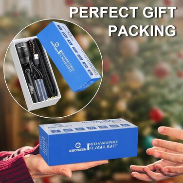 Світлодіодний ліхтарик Esgreen надзвичайно яскравий 500000 люменів далекого радіусу дії, акумуляторний тактичний ліхтарик USB C з ємним акумулятором, 5 режимами масштабування, великий ліхтарик для безпеки кемпінгу, 32,0 Вт-години