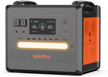 Сонячний генератор Solarplay Q2402M потужністю 2500 Вт, портативний блок живлення 2304 Втгод LiFePO4, 4000 циклів розрядки/зарядки для дому, автофургонів, кемпінгу на природі, багатофункціональний генератор для випадків відключення електроенергії.