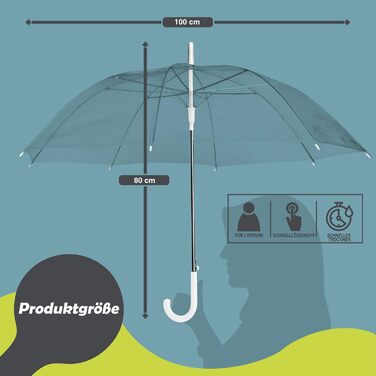 ТОВАРИГАДЖЕТИ Парасолька прозора, парасолька біла Ø 100 см Елегантна парасолька прозорого кольору - The Fashion Highlight Stick Parasolka Ø 100 см