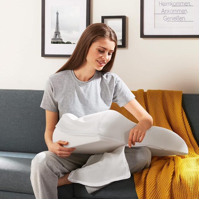 Подушка для ніг Erwin Mller, біла, венозний клин, подушка для ніг, релаксаційна подушка - розмірно стабільний наповнювач, оптимальне підняття ніг, анатомічна форма, чохол, який можна прати, біла, один розмір