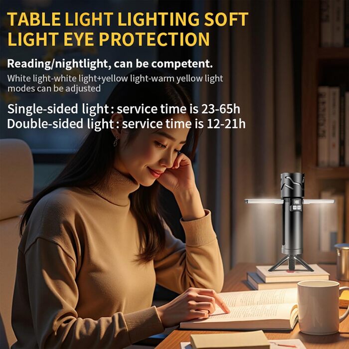 Телескопічний кемпінговий ліхтарик LIXADA, акумуляторний ліхтарик, світлодіодний багатофункціональний кемпінговий ліхтарик ємністю 5500 мАг, наметовий ліхтарик зі штативом, висувний складаний підвісний ліхтарик для походів, риболовлі, подорожей (чорний) 0