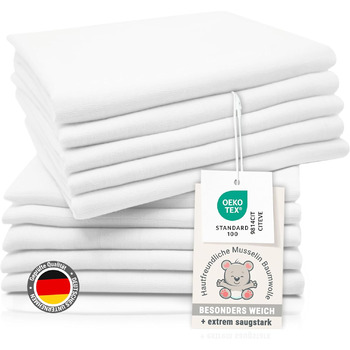 Набір з 10 муслінових серветок для відрижки розміром 80x80 см з бавовни - приємні для шкіри муслінові серветки - особливо м'які та