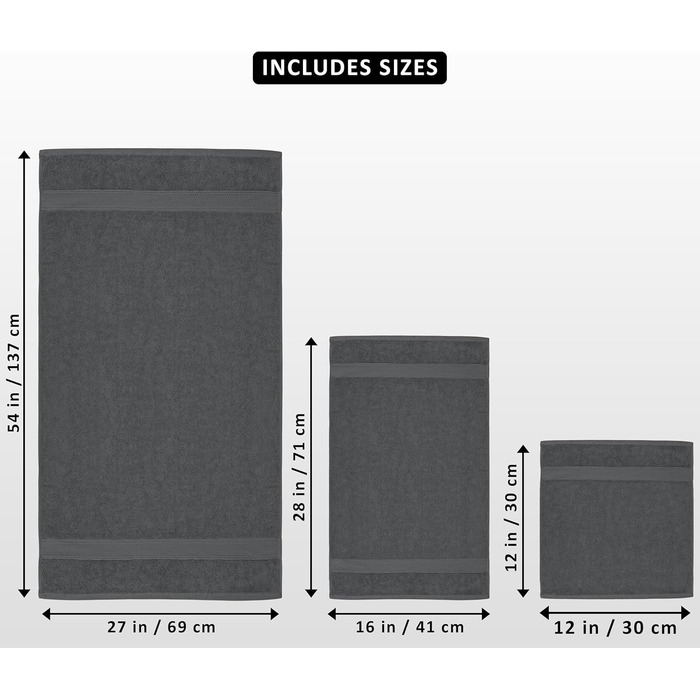 Рушники Utopia - набір бавовняних рушників з 8 предметів з вішалкою - 2 банних рушники, 2 рушники для рук та 4 мочалки - (сірий)