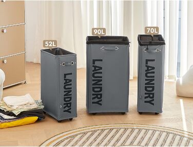 Дюймові великі складні кошики для білизни з колесом, складні мішки для білизни, мішок для одягу (темно-сірий, M) ONE-WAY Dark Grey