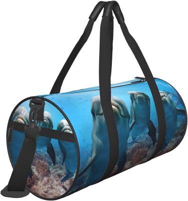 Дорожня сумка-циліндр з морськими тваринами та веселими дельфінами, спортивна сумка для чоловіків та жінок, сумка для подорожей, спортивна сумка