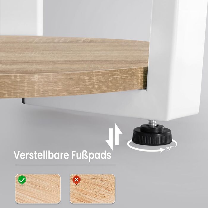 Круглий журнальний столик WOLTU, сучасний журнальний столик, невеликий столик для вітальні, диванний столик з 2 полицями, столик для вітальні для дивана, тумбочка, з місцем для зберігання, виготовлений з інженерної деревини, світлий дуб, BTS13hei