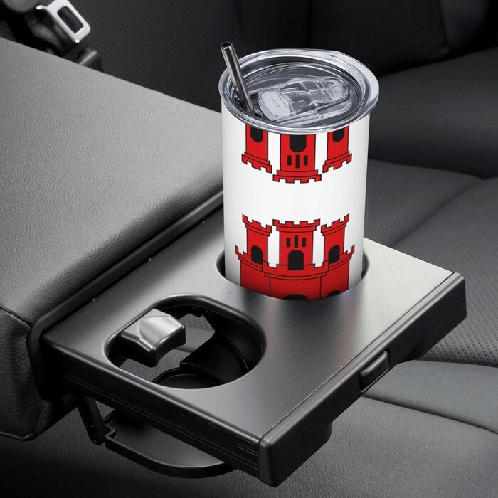 Кухоль з прямою трубочкою, дизайн Прапор Гібралтару, дорожній кухоль з принтом, підходить для кемпінгу, офісу та дому, 590 мл