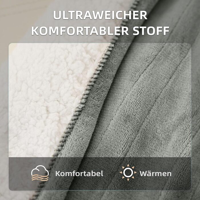 Ковдра з підігрівом 130x180 см - Ковдра з підігрівом та автоматичним вимкненням, регульованим 10-годинним таймером, 6 режимами нагрівання - Можна прати в пральній машині, захист від перегріву (сірий) Сірий 130x180 см, 39S HOME