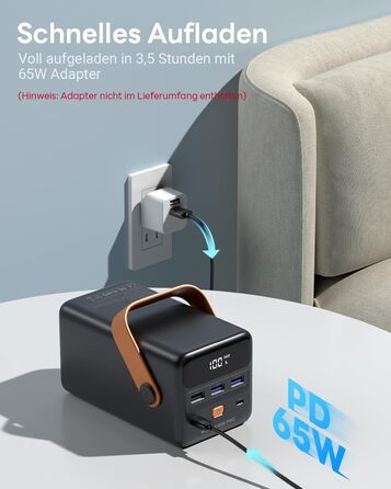Зовнішній акумулятор Портативний ноутбук Power Bank зі світлодіодним дисплеєм Швидка зарядка, сумісний з iPhone, Samsung, ноутбуком MacBook, iPad тощо, Power Bank для подорожей, кемпінгу, на природі, 50000mAh USB C