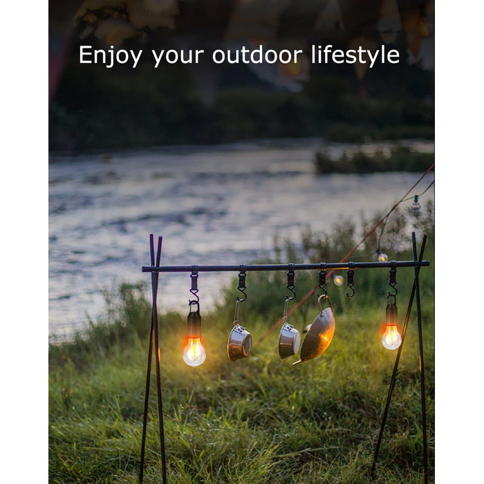 Вуличні казкові вогні, акумуляторні світлодіодні лампочки, портативні кемпінгові вогні, 3 режими освітлення, теплий білий колір, підходить для кемпінгу на свіжому повітрі, садового освітлення, екстреного відключення електроенергії, 4 шт.