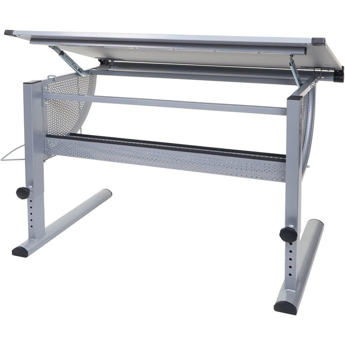 Стіл Mendler дитячий/молодіжний шкільний шкільний стіл офісний стіл Оксфорд, регульований по висоті, з можливістю нахилу - сірий