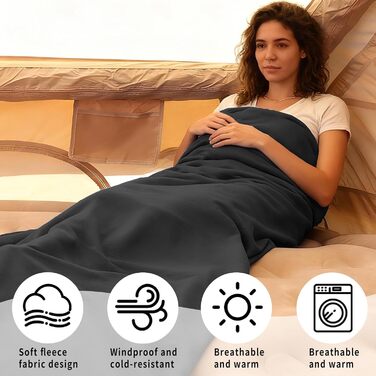 Теплий вкладиш для спального мішка, підходить для кемпінгу та походів на свіжому повітрі, портативний флісовий спальний мішок з антипілінговим покриттям, сірий.