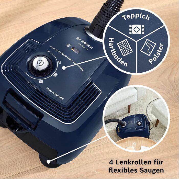 Побутова техніка Bosch Пилосос з мішком Серія 4 BGD38BU2, екологічний, гігієнічний фільтр, 10-річний двигун, затискач для аксесуар