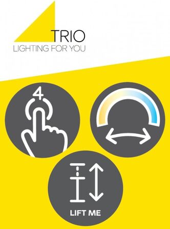 Стеля LED-підвіс Trio Leuchten Emerson 346710180, матовий чорний/золотий метал, 22 Вт LED, регульована висота, плавне налаштування кольору світла, 4-позиційний сенсор