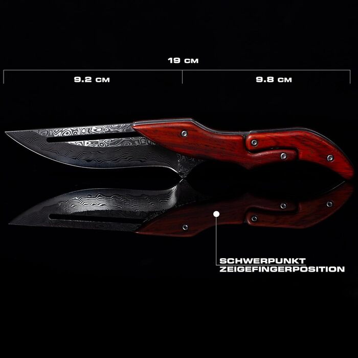 Складаний ніж Zetterrank Damascus Steel VG10, дворучний ніж легальний Німеччина, кишеньковий ніж з гострим лезом, EDC ніж для кемп