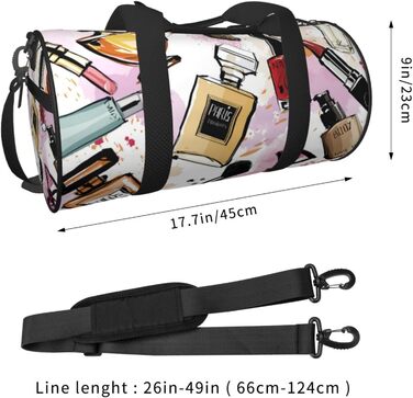 Дорожня сумка-циліндр з тематичним принтом косметики та макіяжу, спортивна сумка для чоловіків та жінок, сумка-мішок, спортивна дорожня сумка