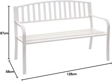 Садова лавка Mendler HWC-F43, лавка для парку, 2-місна сталь з порошковим покриттям - біла