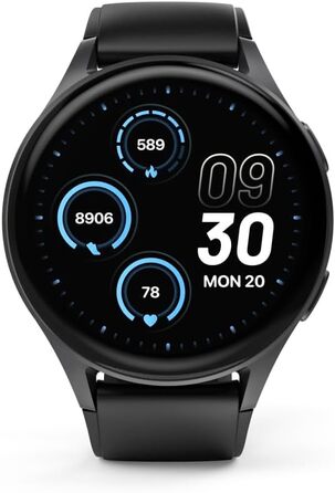 Розумний годинник Hama 8900 з GPS, водонепроникний IP68, функція телефону (сенсорний AMOLED-дисплей, голосове керування, спортивні режими, трекер сну, пульсометр, WhatsApp, годинник для бігу, пульсометр, фітнес-годинник) чорний