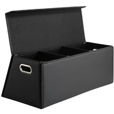 Органайзер для багажника Fyzeoty просторий органайзер для позашляховика, шкіряна коробка для зберігання речей, з магнітною кришкою, складаний та регульований, трапецієподібної форми, чорний