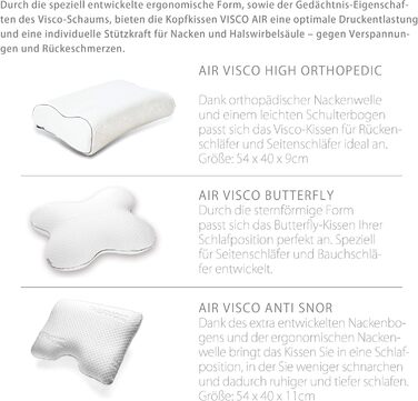 Подушка для сну на боці sei Design VISCO, ортопедична подушка для підтримки шиї Терморегулюючий чохол В&39язкоеластична подушка з піни з ефектом пам&39яті Подушка для шиї Подушка з піни з ефектом пам&39яті 54x40x11/9 см висока ортопедична