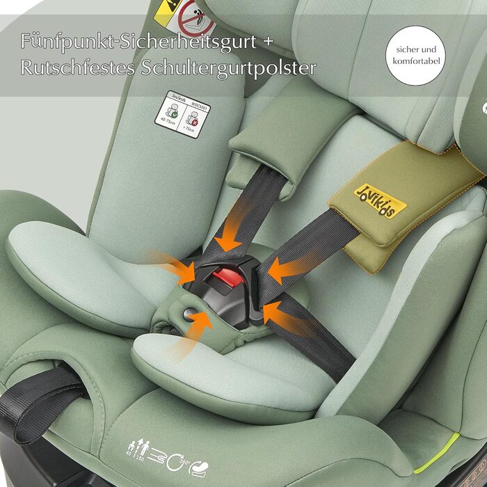Дитяче автокрісло Jovikids, що повертається на 360 з ISOFIX та положенням для відпочинку, i-Size (ECE R129) 40-150см (0-36кг) Дитя