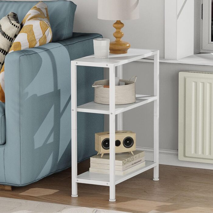 Приставний столик, маленький приставний столик, приставний столик до дивана для вузьких приміщень, вузький приставний столик, тумбочка, для вітальні, спальні, офісу, білий 1 білий