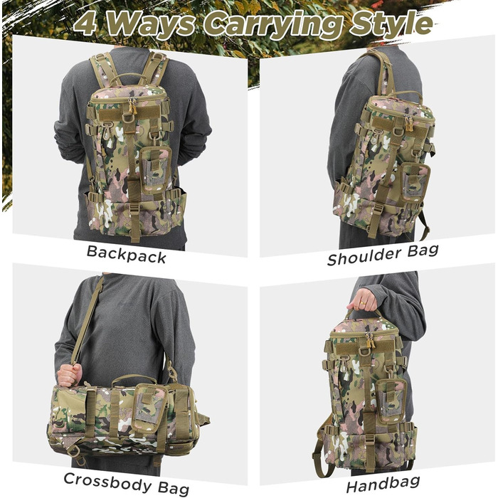 Рибальська сумка Aceshop, водонепроникний рюкзак для рибальських снастей Рюкзак для риболовлі Військова сумка через плече Тактичний туристичний рюкзак Сумка для рибальських снастей Багатофункціональний військовий рюкзак для риболовлі Походи в подорожі