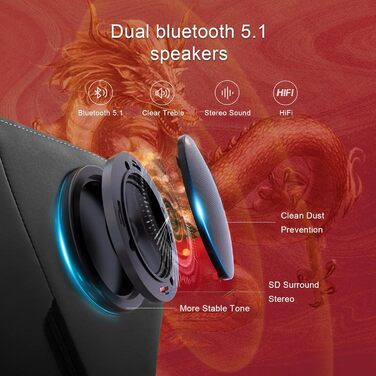 Ігрове крісло GTPLAYER з Bluetooth-динаміками та підставкою для ніг, офісне крісло серії Dragon, ергономічне поворотне крісло, комп&39ютерне крісло 150 кг, чорне