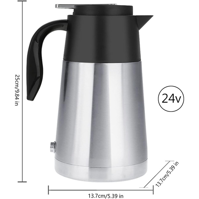 Автомобільний електричний чайник, 12V/24V 1300ml з нержавіючої сталі автомобіль вантажівка подорож чайник чайник нагрівання води ч