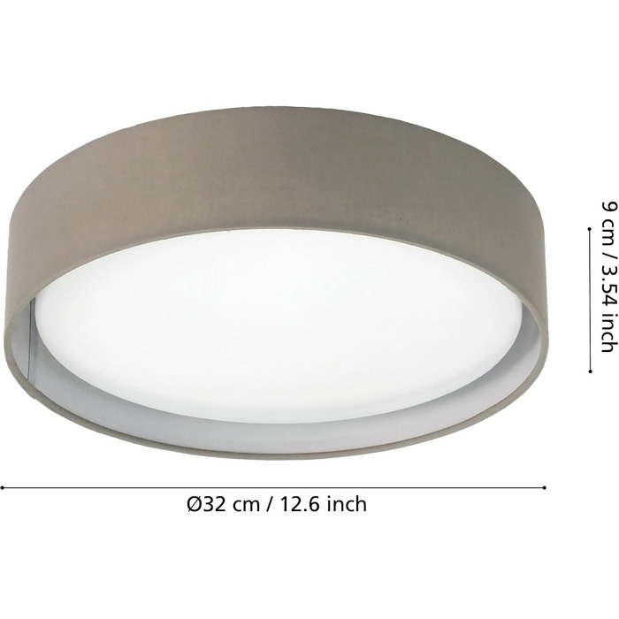 Стеля LED-світильник EGLO Pasteri, текстильний плафон для спальні, 320 мм