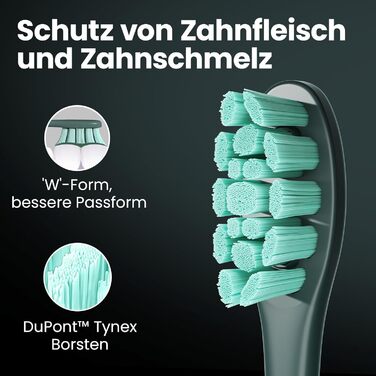 Звукова електрична зубна щітка, 3 програми чищення з білою щіткою, бездротова швидка зарядка на 30 днів використання, дизайн проти цвілі, водонепроникність IPX7 - зелений