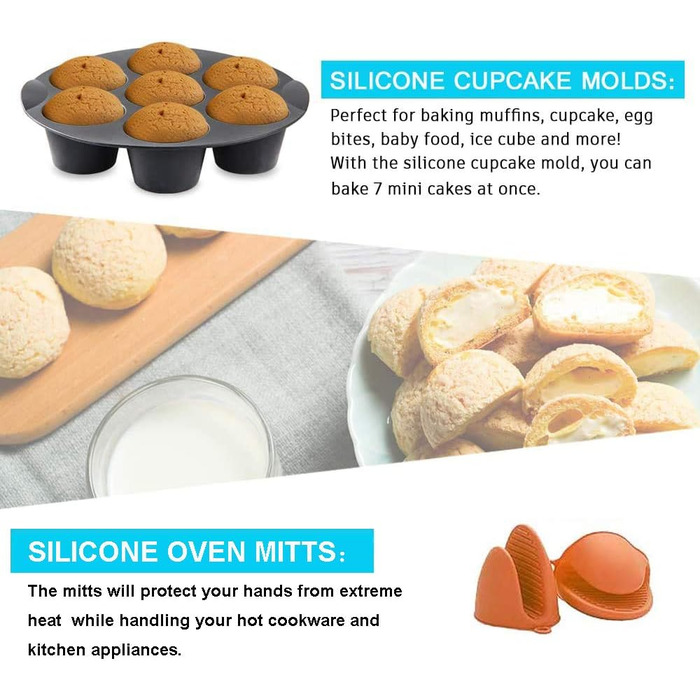 Аксесуари для фритюрниці LooHome, 5 комплектів для Gowise Phillips Cozyna, діаметр 7 дюймів для 3.5 QT