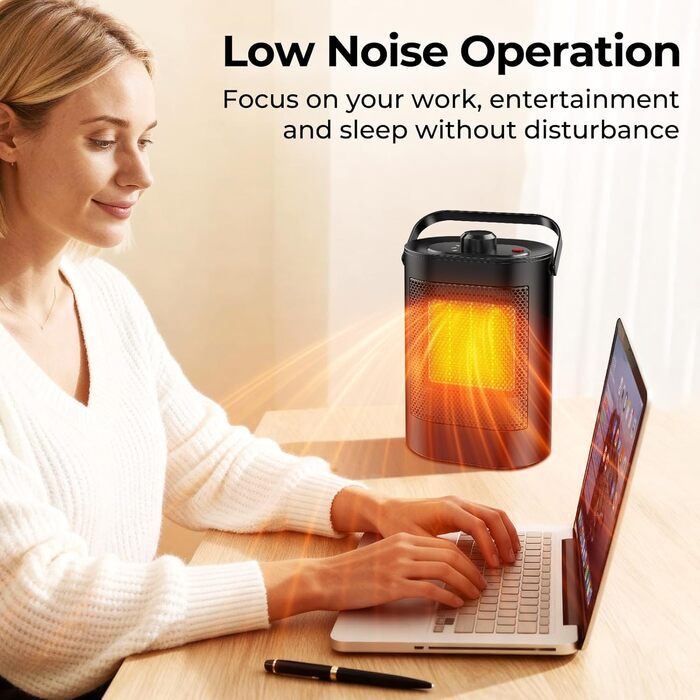 Енергозберігаючий електричний вентилятор-обігрівач, керамічний нагрівальний елемент PTC потужністю 1500 Вт, 3-ступінчастий режим, захист від перегріву та перекидання, портативний електричний обігрівач для кімнат, спалень та офісів Енергозбереження класу А