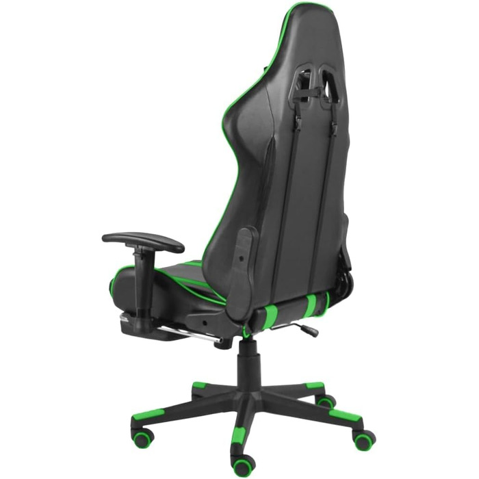 Геймерське крісло з підставкою для ніг, обертове, зелений ПВХ