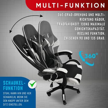 Ігрове крісло Walden Ергономічне офісне крісло Ігрове крісло Спинка сидіння Регульована висота поворотного крісла Гоночне офісне комп&39ютерне ергономічне крісло для відеоігор (біле)