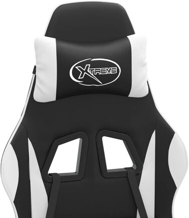 Обертове ігрове крісло, чорно-біле, штучна шкіра, ігрове крісло, доступне ігрове крісло, професійне ігрове крісло - 349584