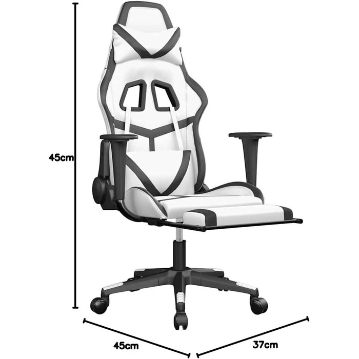Ось оптимізований опис продукту для вашого ігрового крісла, що включає ключові характеристики, переваги та важливі деталі в чіткому, привабливому форматі, придатному для розміщення в електронній комерції. З підкладкою білого та чорного кольорів