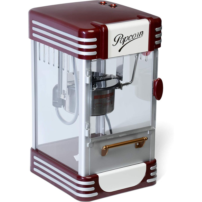 Машина для попкорну Jago Retro - 60 л/год, 200 г/10 хв, горщик з нержавіючої сталі, для солоного попкорну - вигляд 50-х, професійна виробник попкорну, виробник, торговий автомат