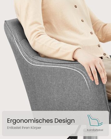 Офісне крісло SONGMICS OBG019G01, навантаження до 110 кг, сталь фанера тканина, сірий