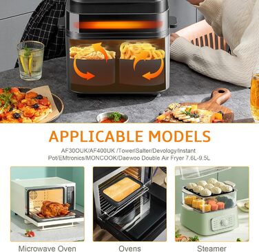 Аксесуари для фритюрниці Vusddy з 10 предметів для Ninja Foodi Dual AF400EU, AF500EU, AF300EU - Двокамерна фритюрниця Набір XL для Innsky, Princess, Tiastar, Devology, Emerio 7.6L-10.4L